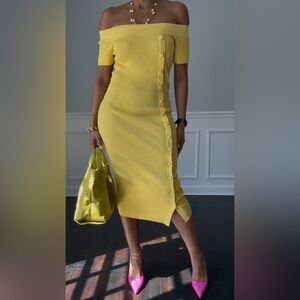 Eva Mendes New York & Company Off the Shoulder Midi Dress